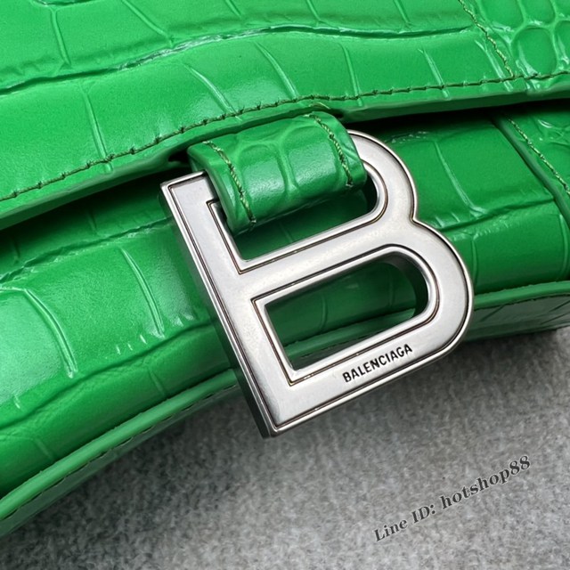 Balenciaga專櫃爆款電光綠鱷魚紋XS號Hourglass沙漏包 巴黎世家頂級原單手提肩背包 款號：8895 fyj1221